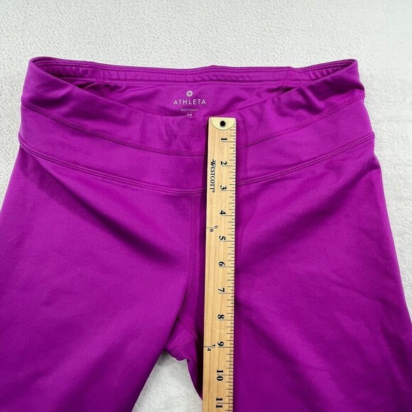 Athleta M Purple Cropped Adjustable Elastic Draw Chord Leggings Pocket Lycra - Picture 7 of 10